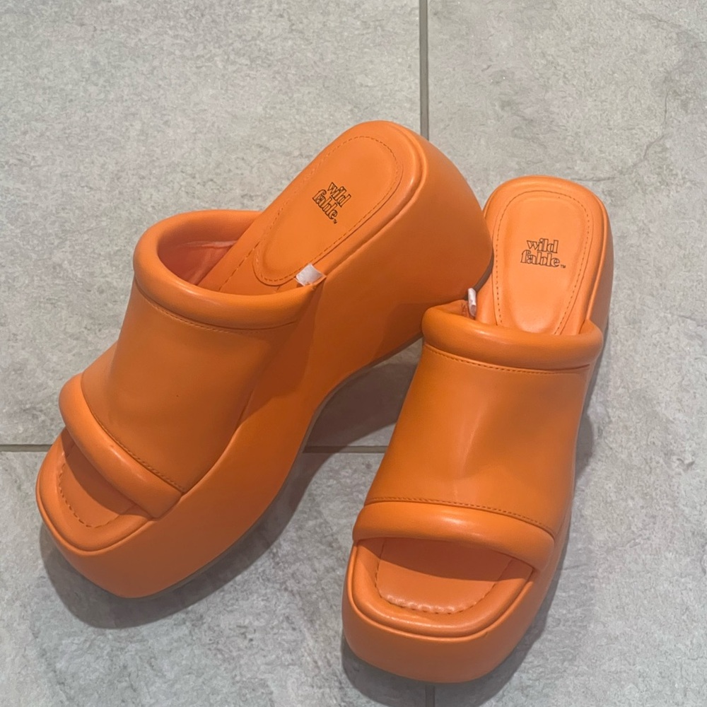 Wild Fable Bold Orange Platform Mules